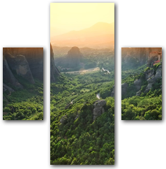 Фотообои Солнечный закат монастырями Метеоры, Греция