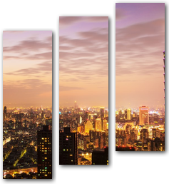 Фотообои Панорама Taipei City на закате