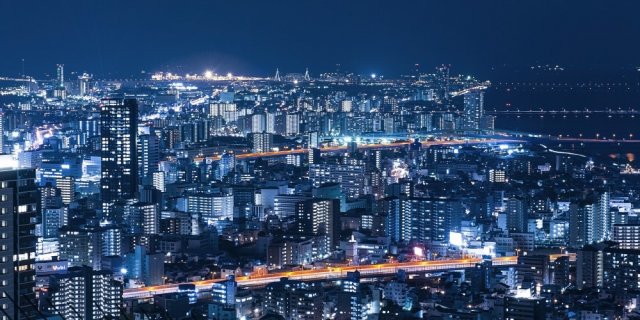 Фотообои - Ночная панорама японского города - №0005604