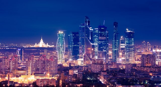 Фотообои - Ночной Москва Сити - №0005609