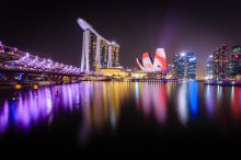 Фотообои Ночные огни сингапурского района Marina Bay Sands 