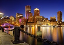 Фотообои Вид на ночной отель Boston Harbor