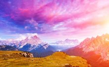 Фотообои Горы парка Чиме ди Лаваредо в отблесках заката