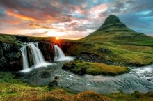 Фотообои Водопад Исландии на закате