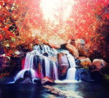 Фотообои Водопад в цветах радуги