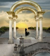Фотообои Гондольер уплывающий на закат